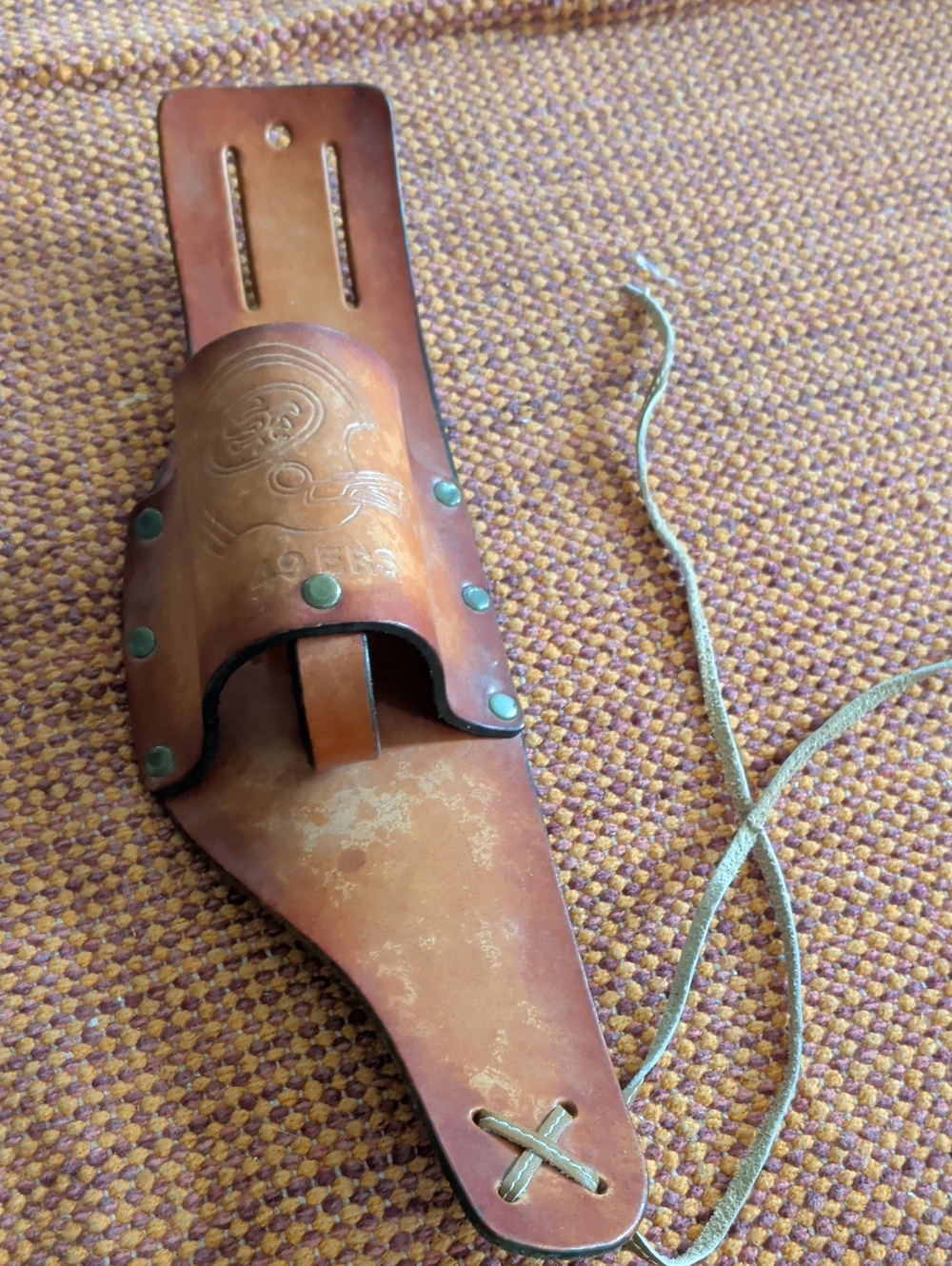 Men's Brown Leather Beer Holster with Riveted Closure